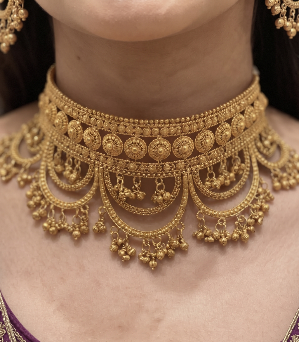 Royal Gold-Tone Chandbali Necklace & Maang Tikka Set