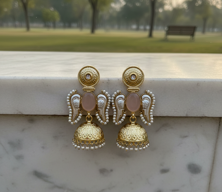 Angel wings brass jhumki earrings for women