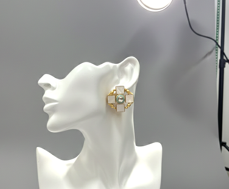 Charulata statement earrings with golden sparrows