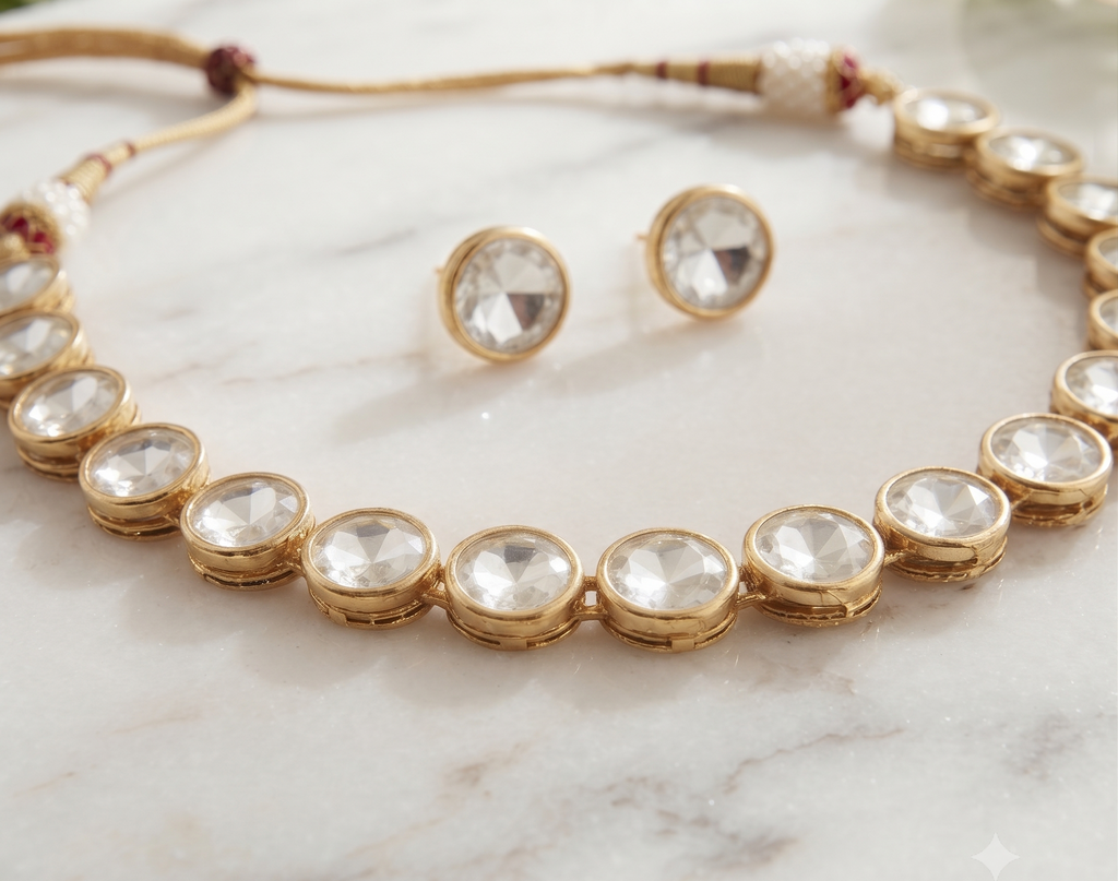 Saba Elegant Crystal Necklace & Earring Set