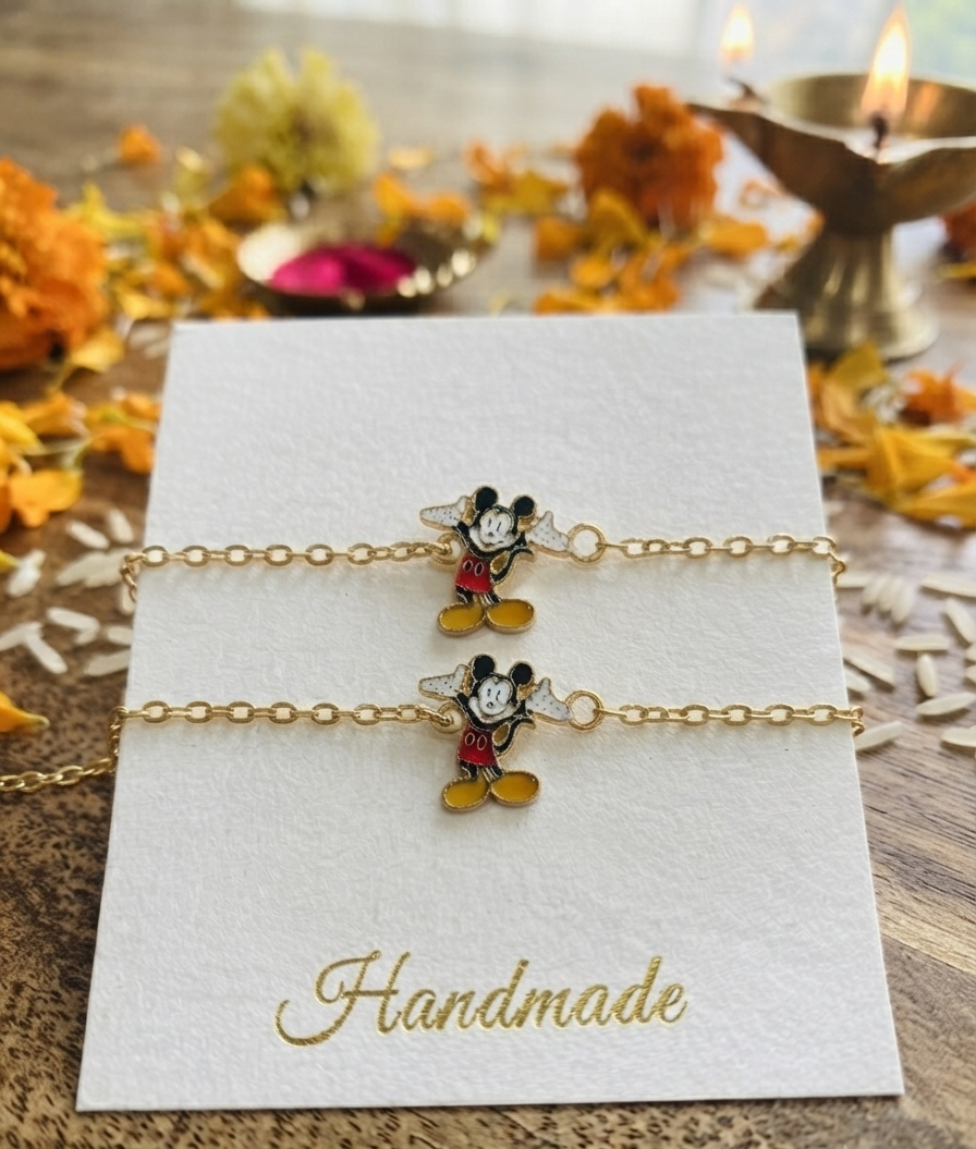 Mickey Mouse Bracelet Rakhi for Kids | Cartoon Character Bracelet Rakhi | Rakhi for Tiny Hands