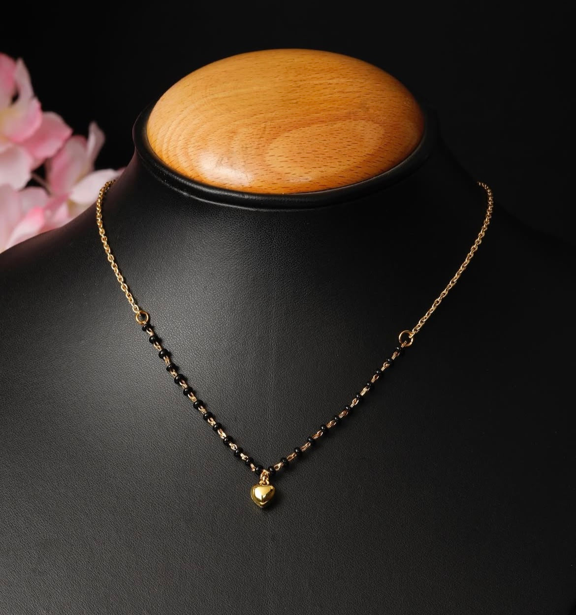 Heart Mangalsutra Necklace for Women, Anti Tarnish, Heart Pendant, Gold toned