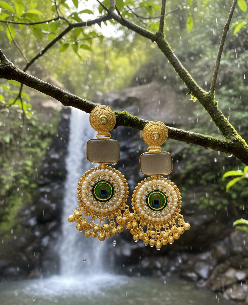 Morni brass jhumar earrings