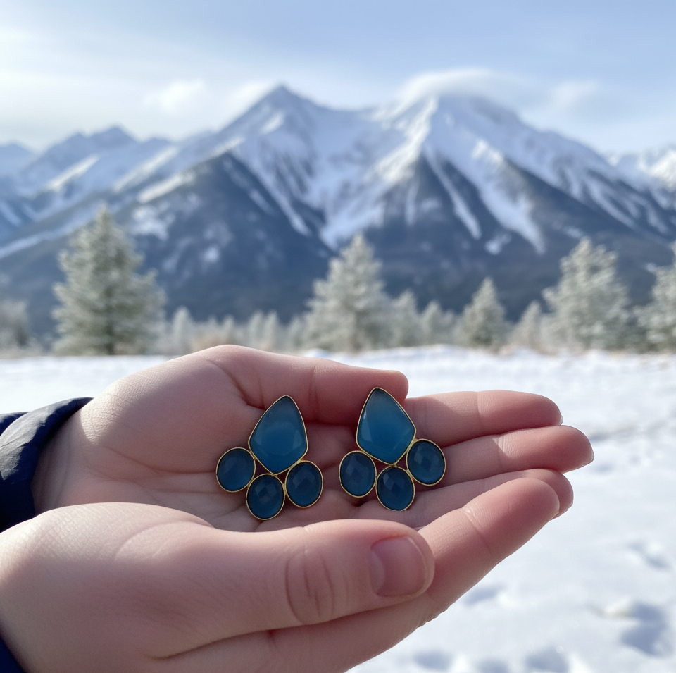 Ahaana blue solid studs earrings