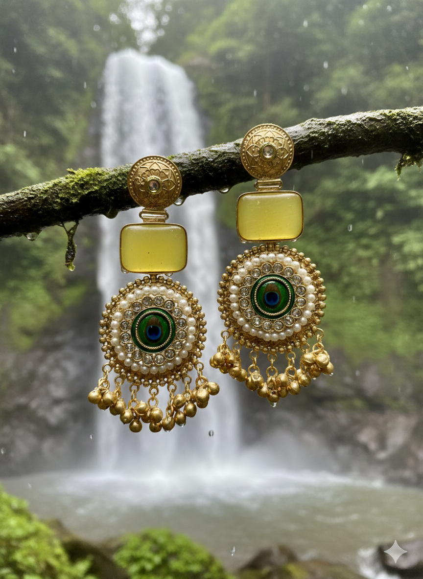 Morni brass jhumar earrings