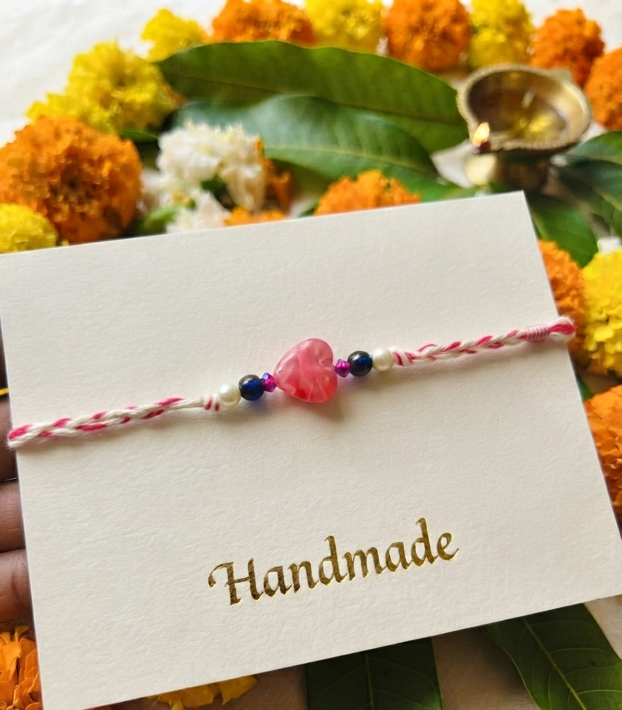 Rakhi Combo for kids / sisters | Pack of 2 pink heart rakhis