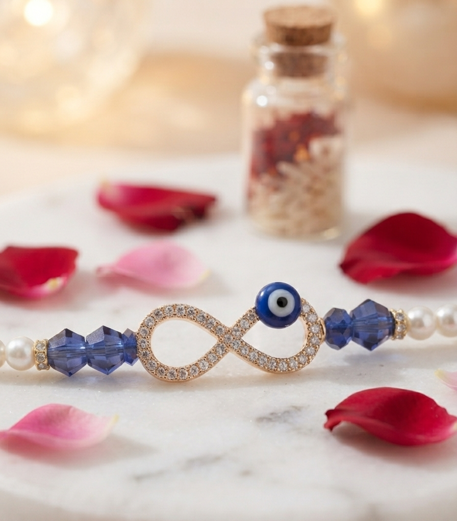 Infinity evil eye rakhi for brother | Infinite brother sister bond
