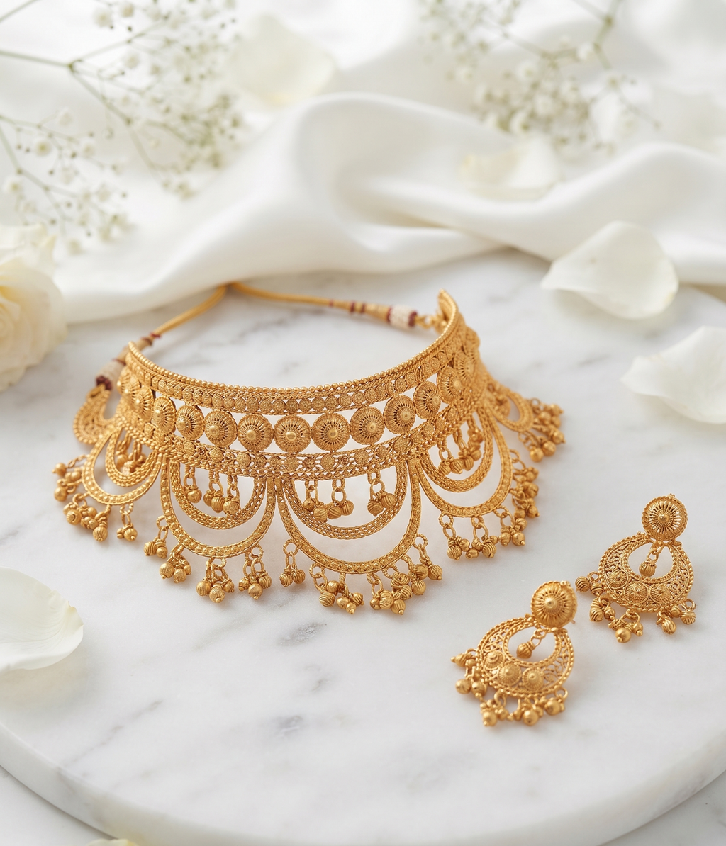 Royal Gold-Tone Chandbali Necklace & Maang Tikka Set