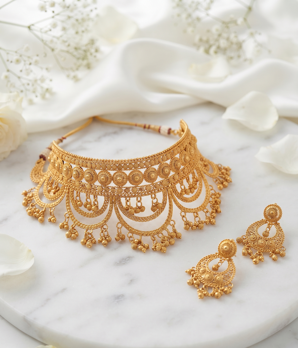 Royal Gold-Tone Chandbali Necklace & Maang Tikka Set