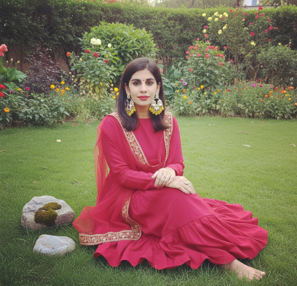 Meher chandbali earrings with beads and mossanite stones