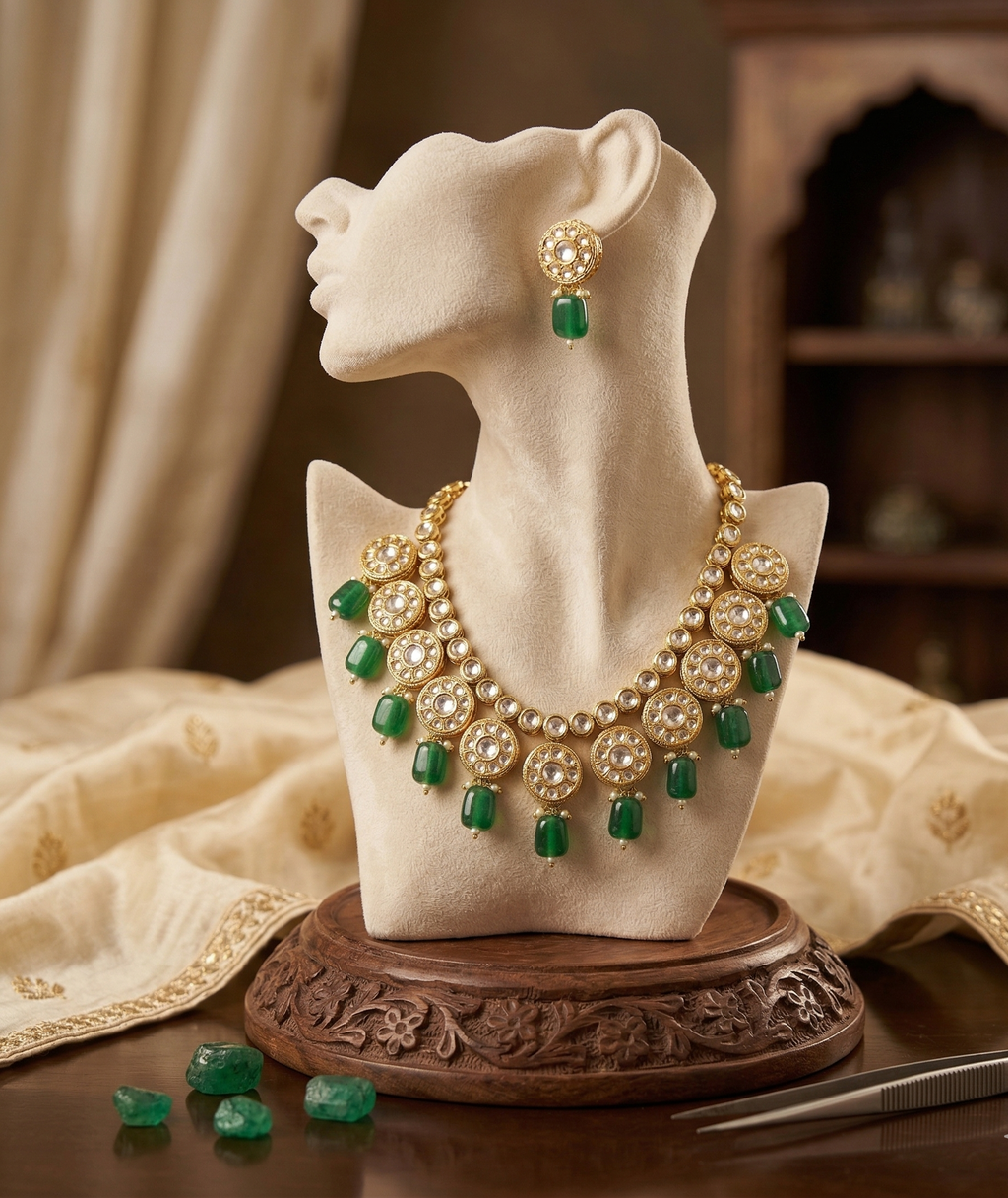 Afshaa kundan long necklace set