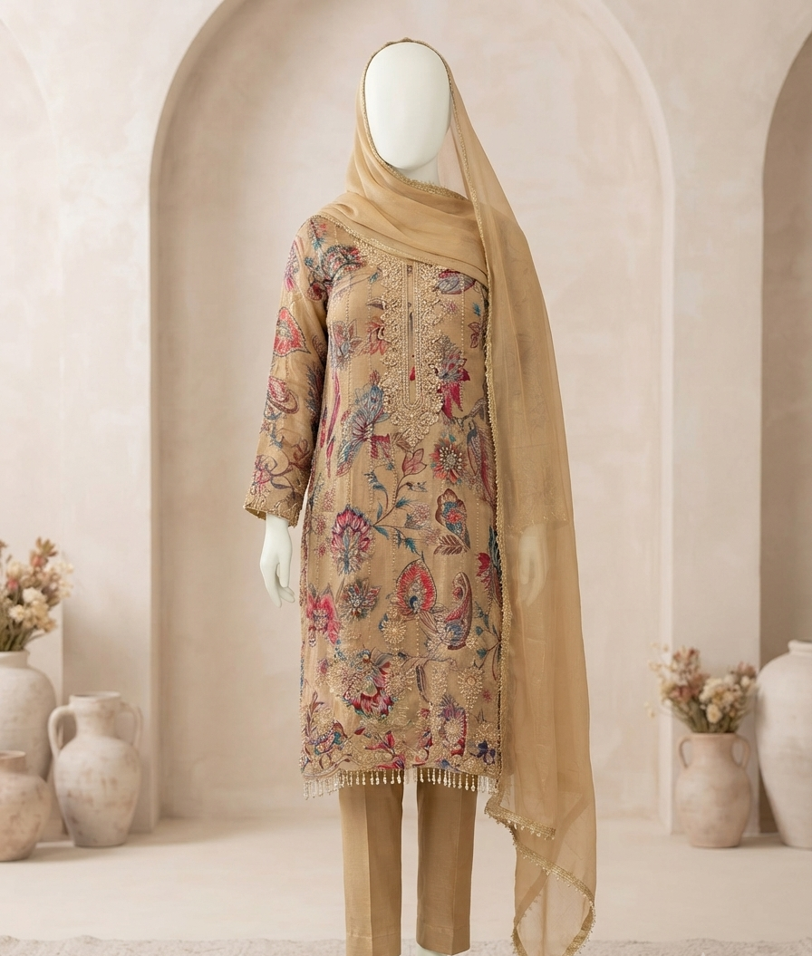 Tissue Organza unstitched suit for women | Pure fabric for traditional wear