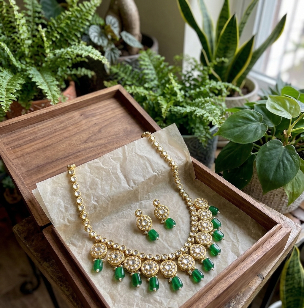 Afshaa kundan long necklace set