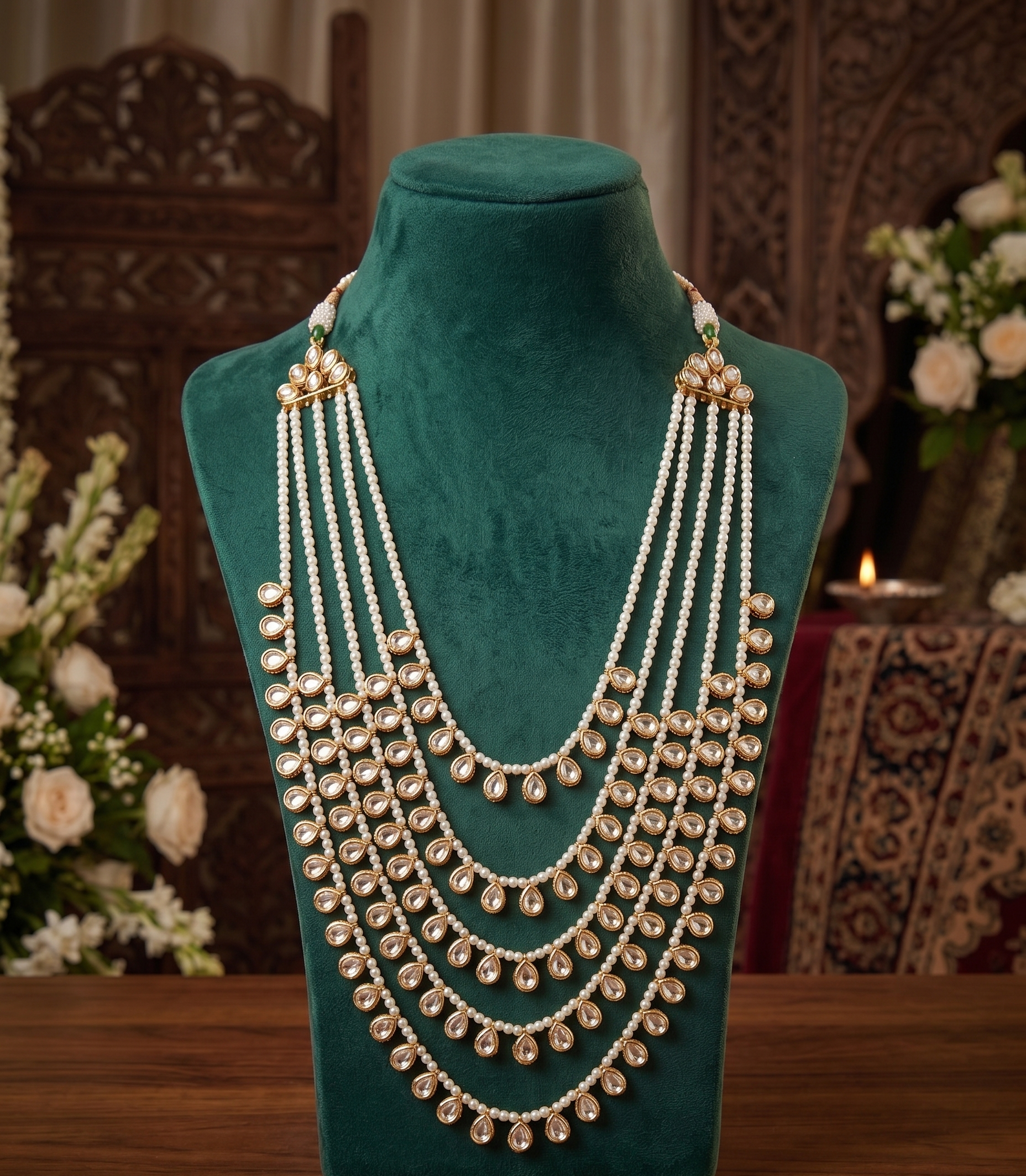 Elegant Pearl & Kundan Multi-Layered Groom Necklace | Groom Jewellery | Sherwani Mala | Groom Styling
