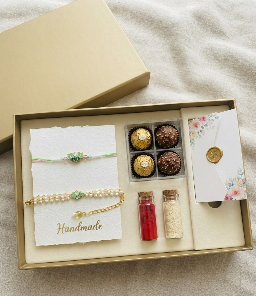 Green lotus rakhi combo | Rakhi and Lumba| Bhai Bhabhi rakhi combo | Couple Rakhi