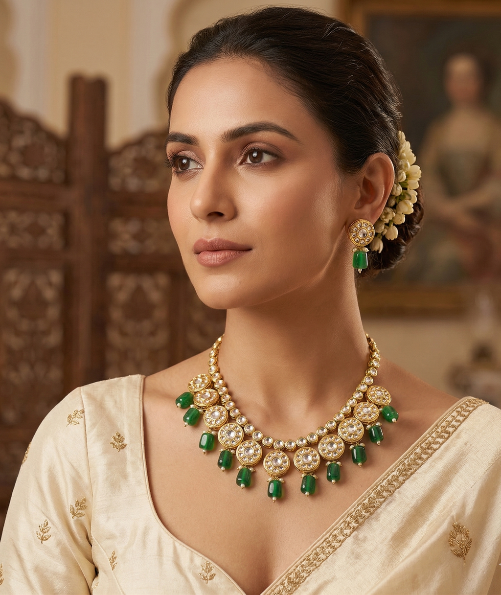 Afshaa kundan long necklace set