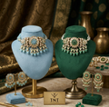 Siya Royal Kundan Choker Set | Kundan Choker Necklace Set with Earrings, Green and Gold, Pearl Beads, Floral Design, Traditional Indian Jewellery