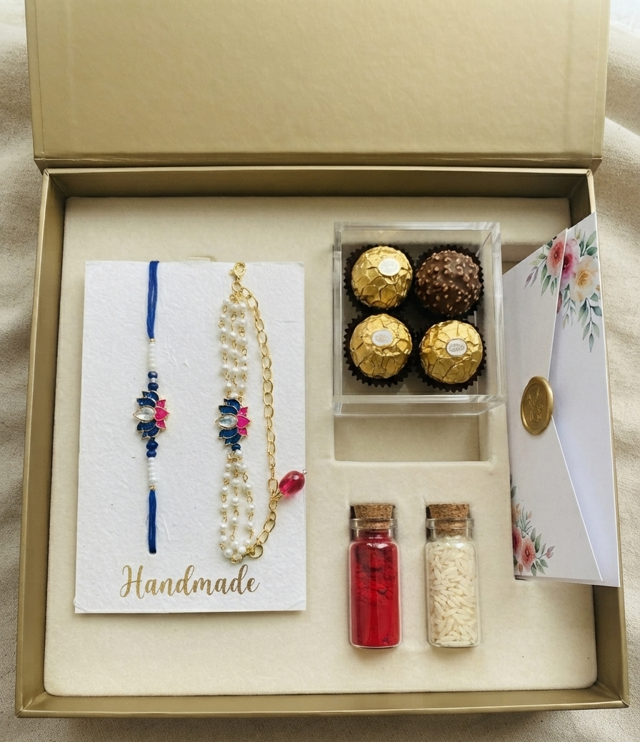 Blue lotus rakhi combo | Rakhi and Lumba| Bhai Bhabhi rakhi combo | Couple Rakhi