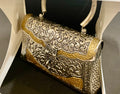 Dual tone metal clutch bag- Silver and golden combo