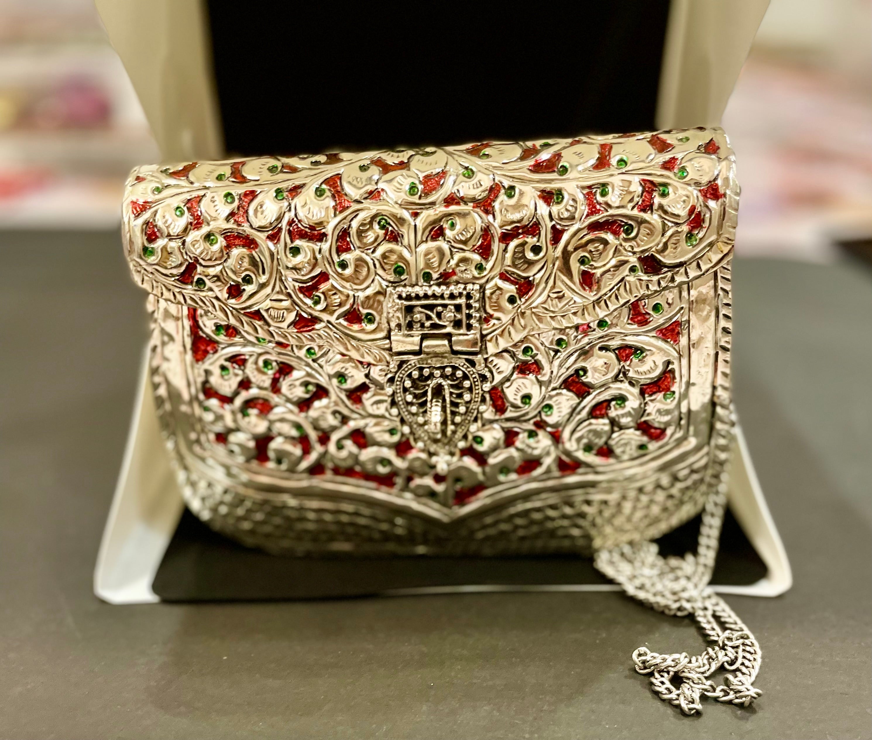 Maroon metal sling bag
