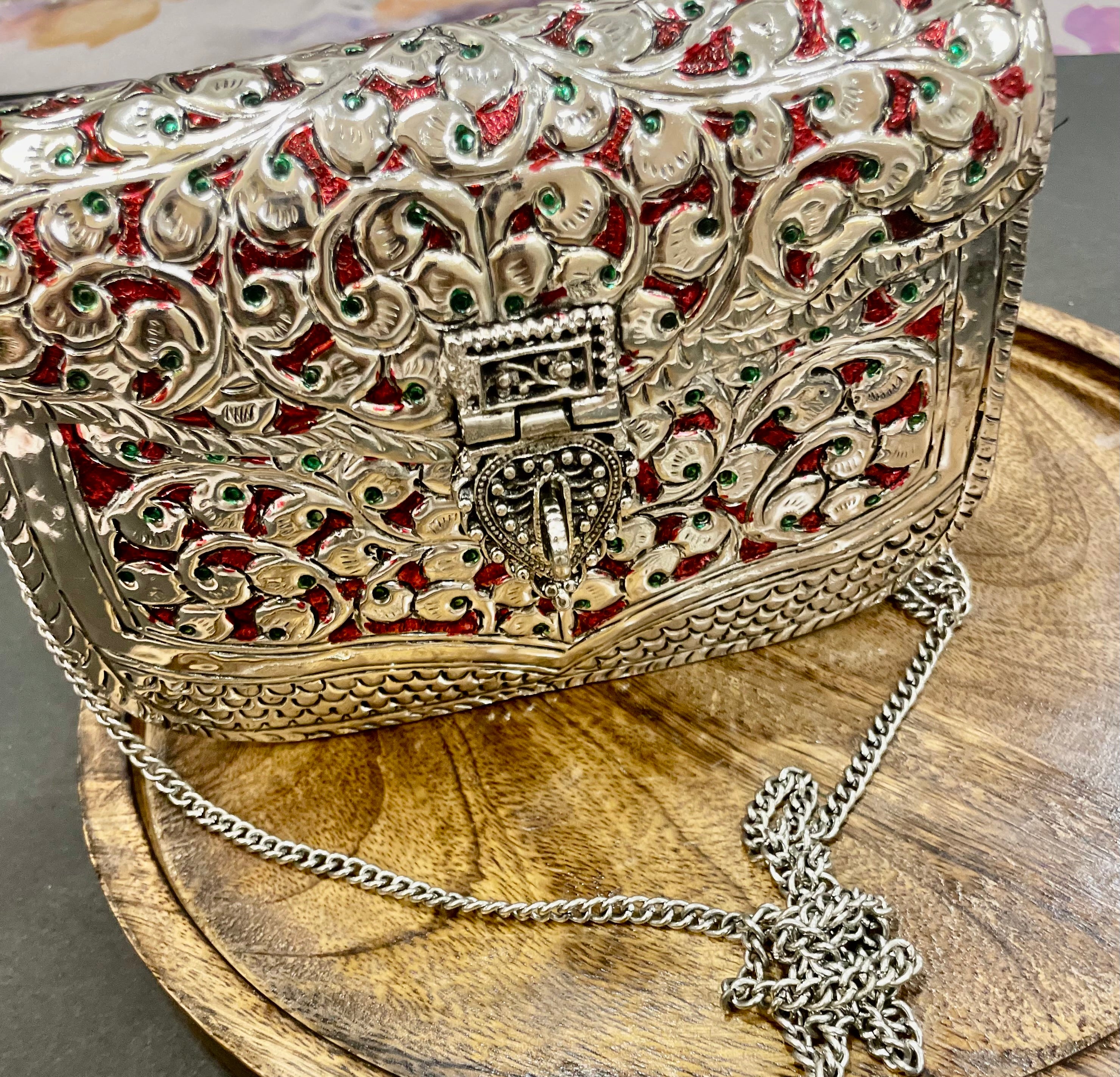 Maroon metal sling bag