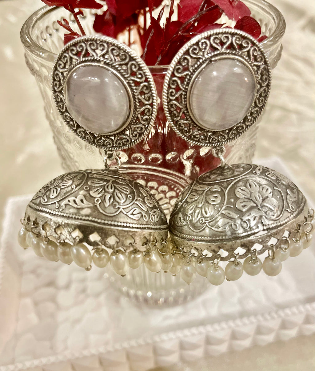 Shakuntalam oxidised jhumkis