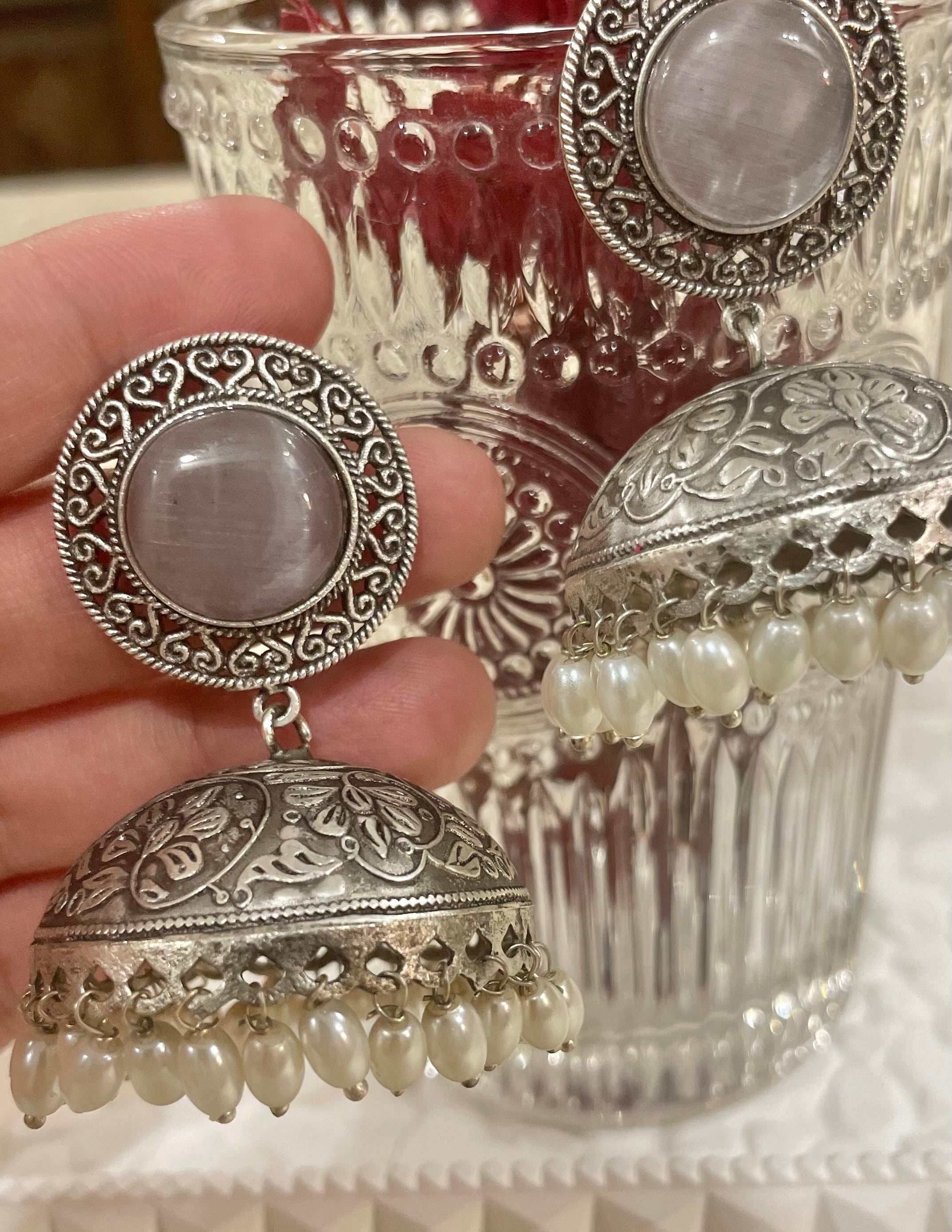 Shakuntalam oxidised jhumkis