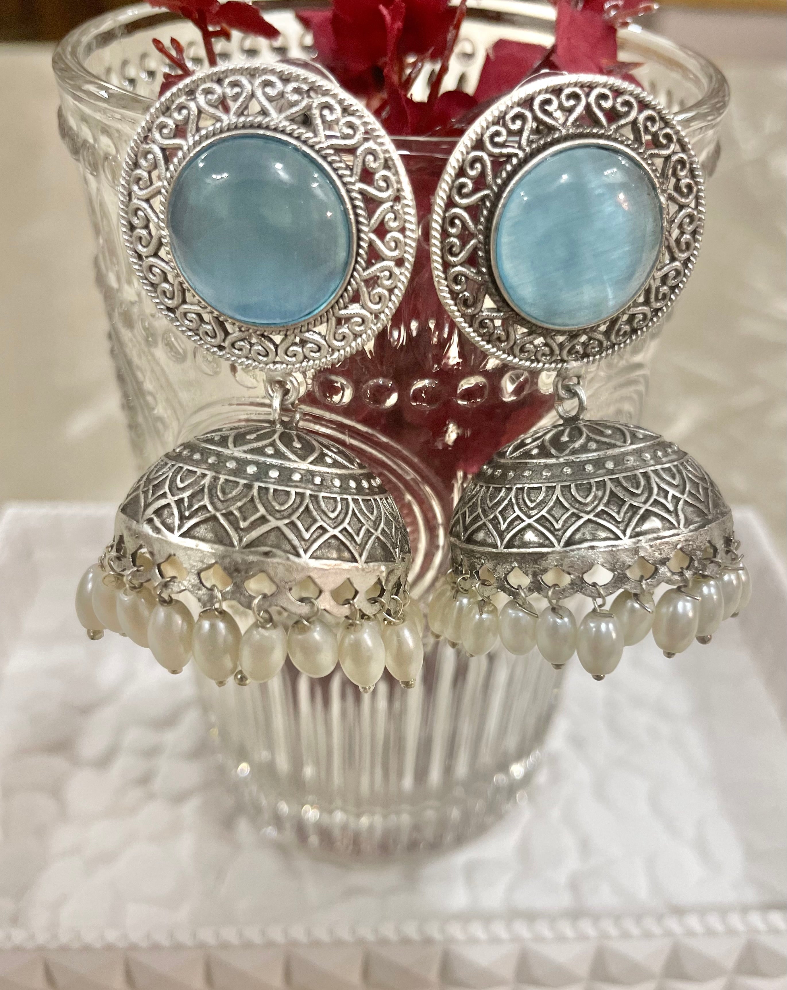 Shakuntalam oxidised jhumkis