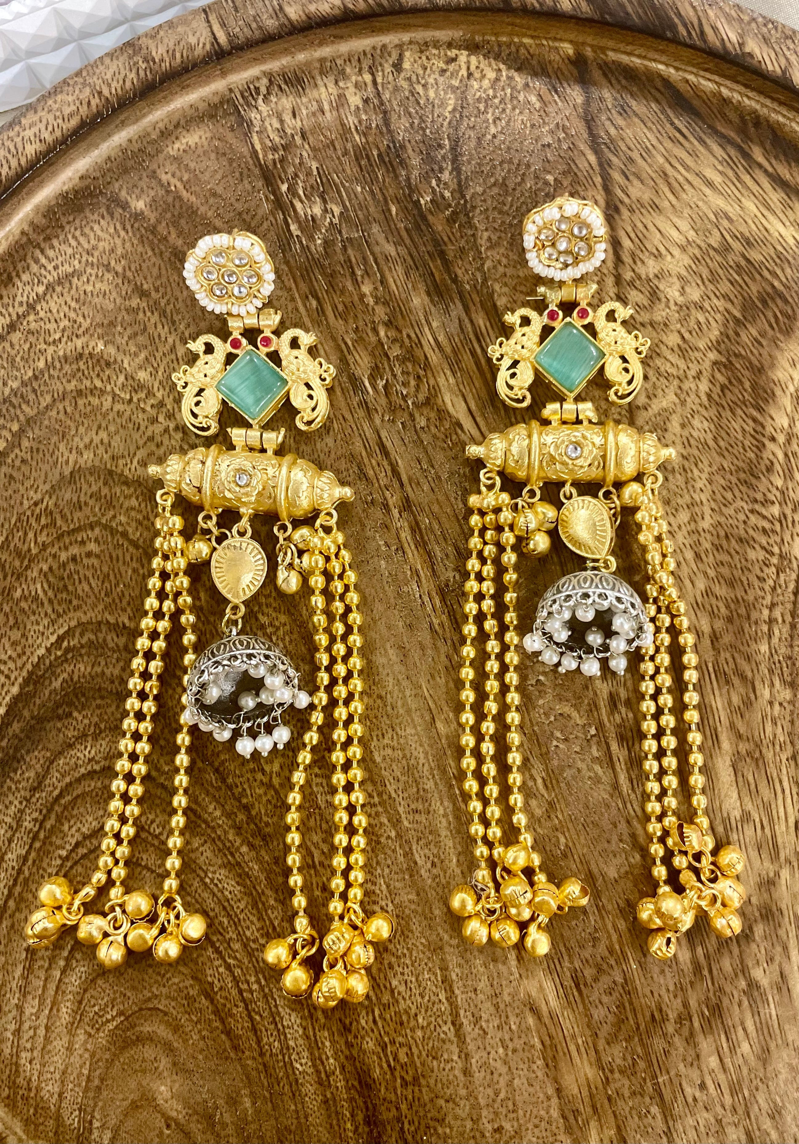 Tamanna dual tone Brass long earrings