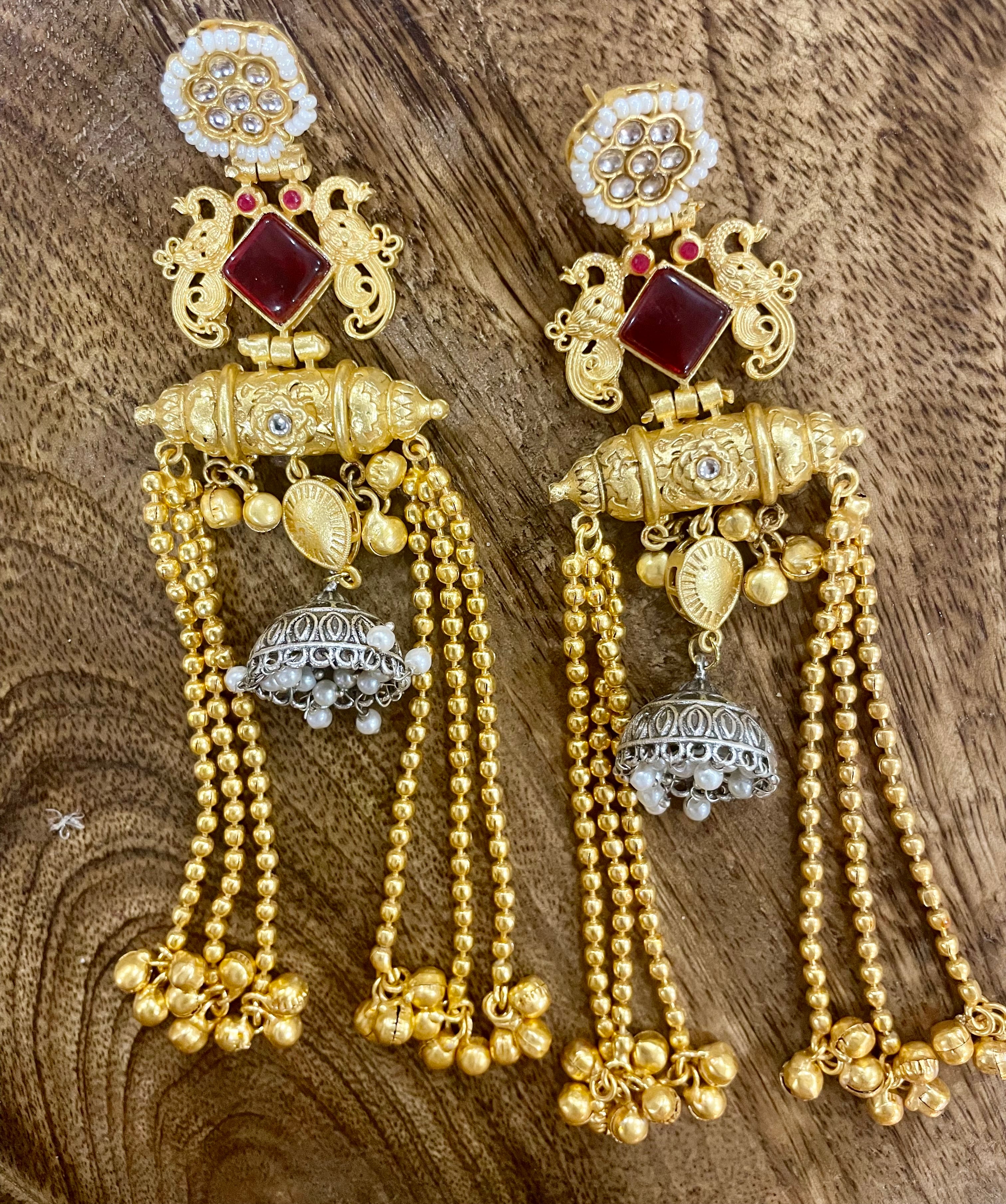 Tamanna dual tone Brass long earrings