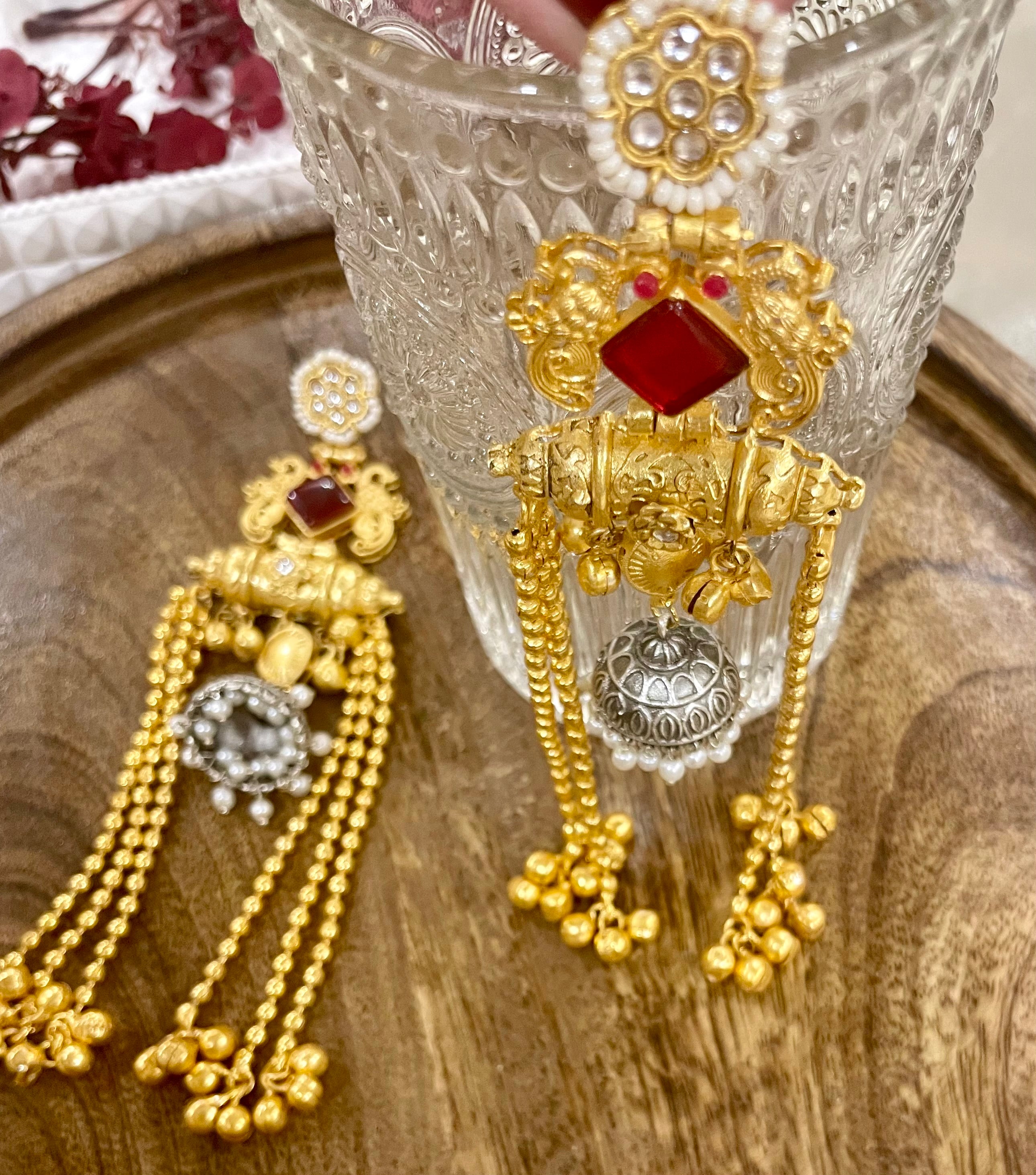 Tamanna dual tone Brass long earrings