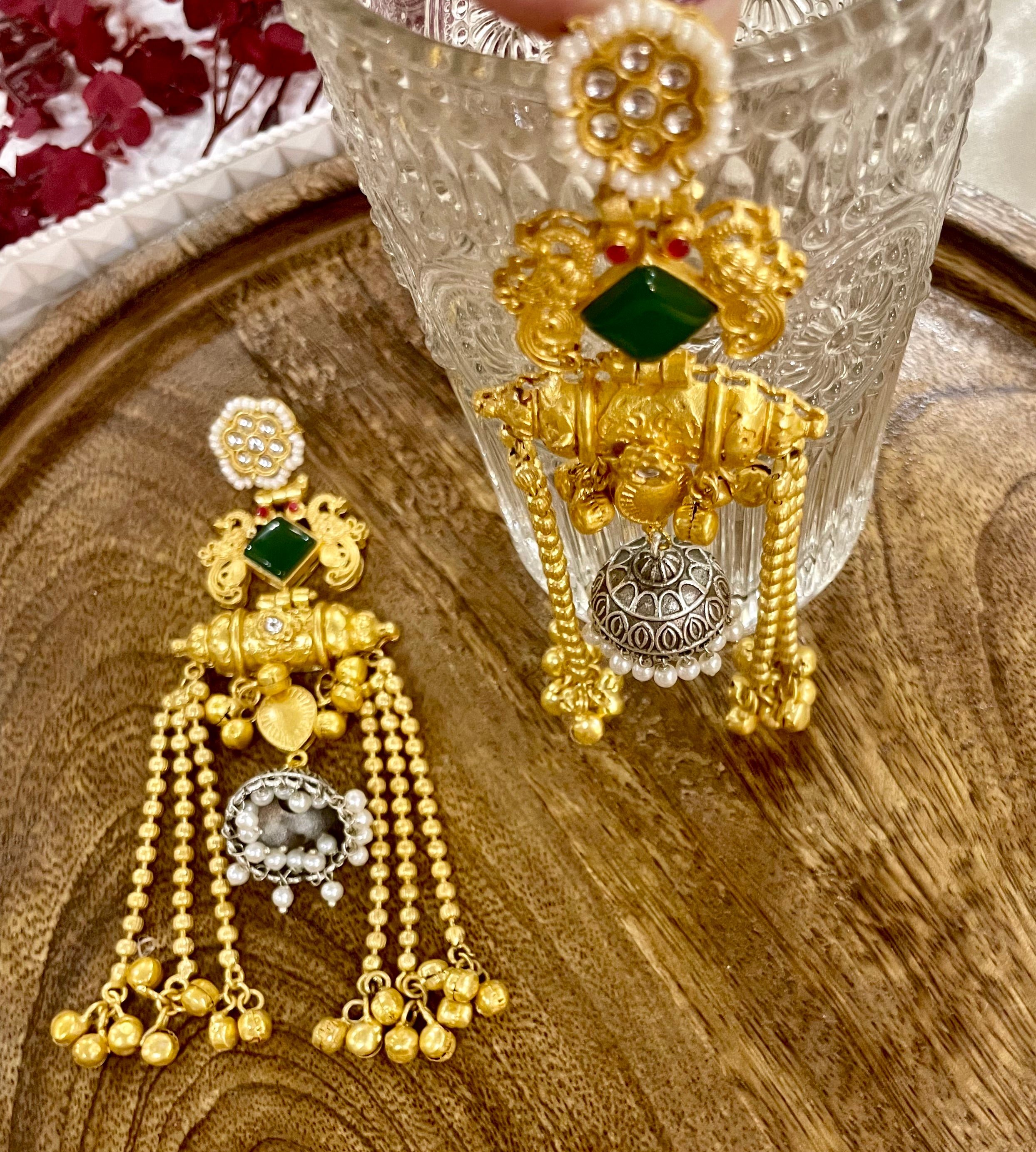 Tamanna dual tone Brass long earrings