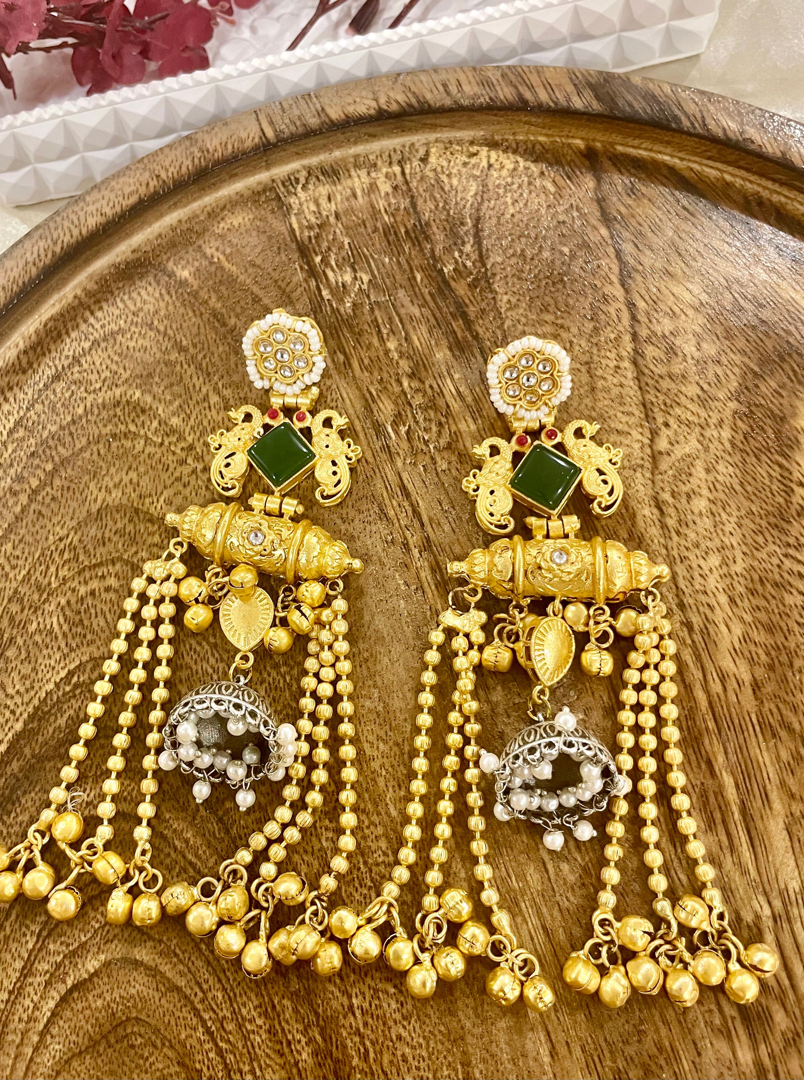 Tamanna dual tone Brass long earrings