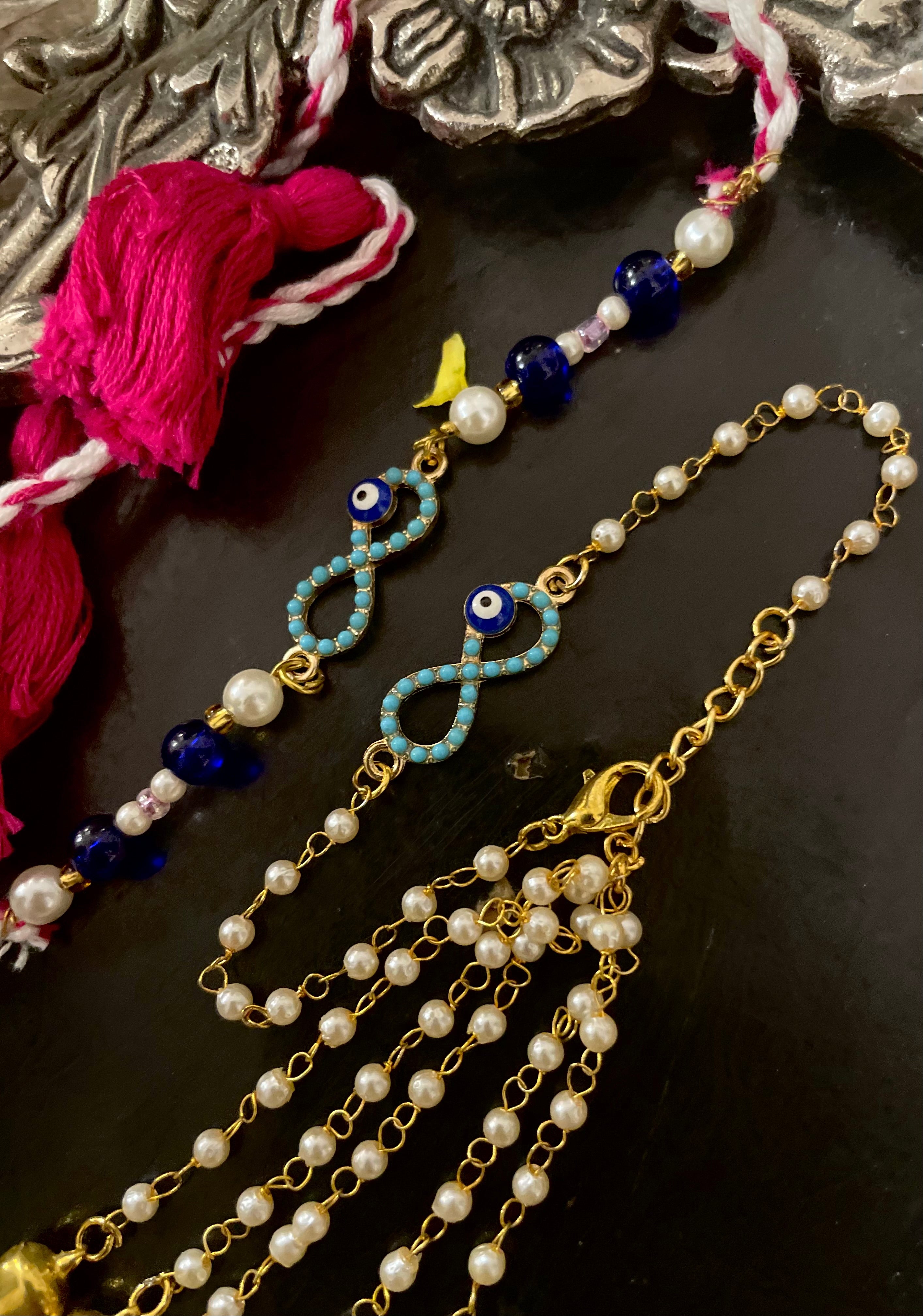 Evil eye Rakhi combo for Bhai and bhabhi- Pack of 2