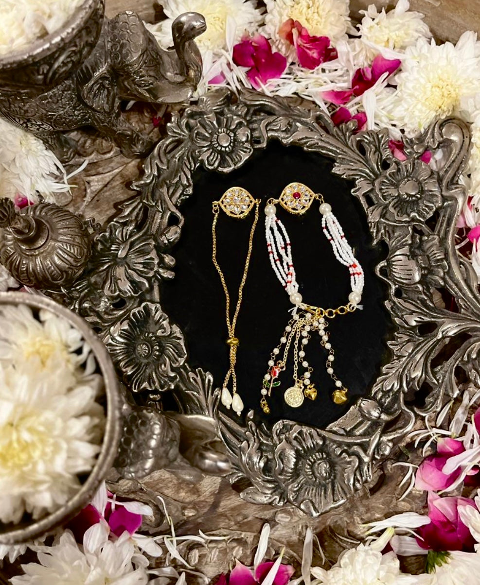 Kundan rakhi combo for bhai and bhabhi- pack of 2