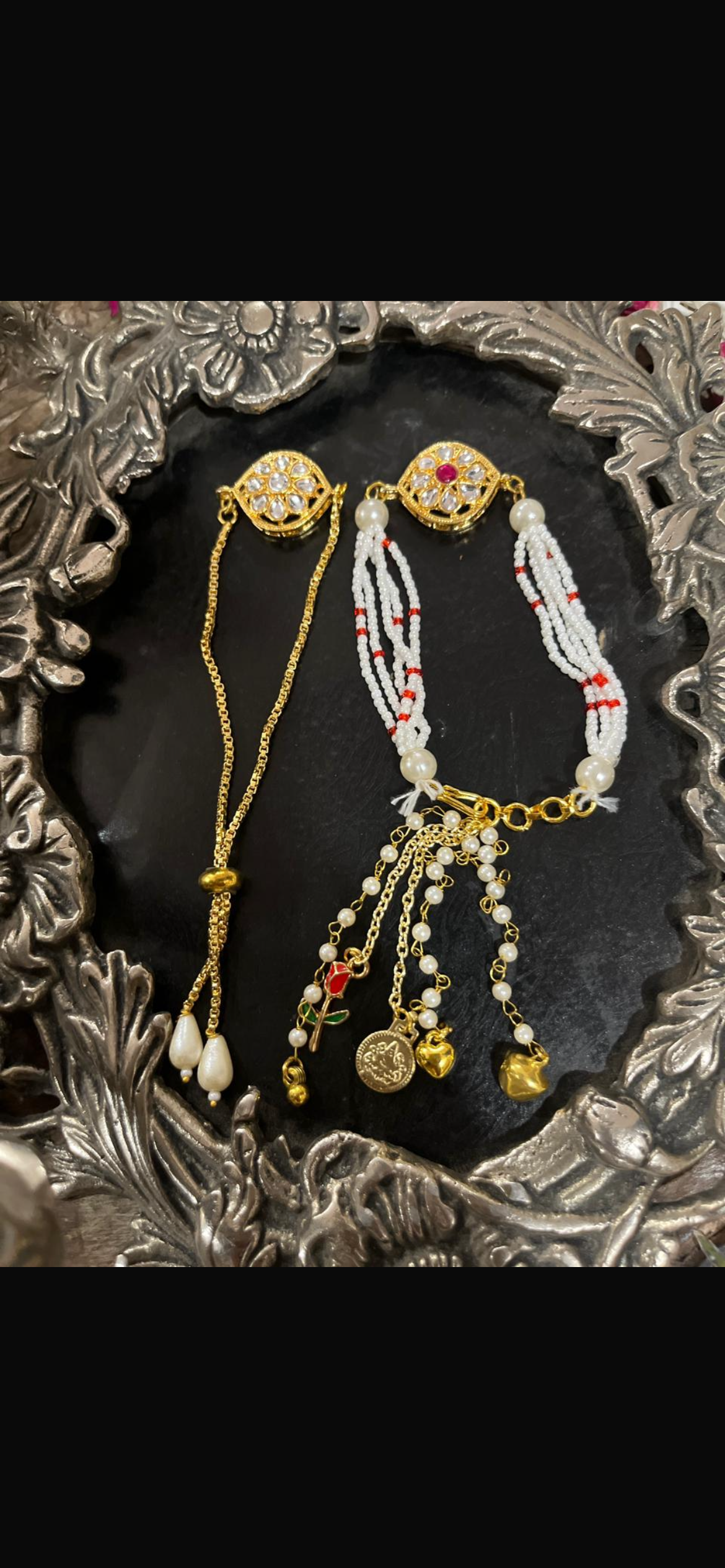 Kundan rakhi combo for bhai and bhabhi- pack of 2