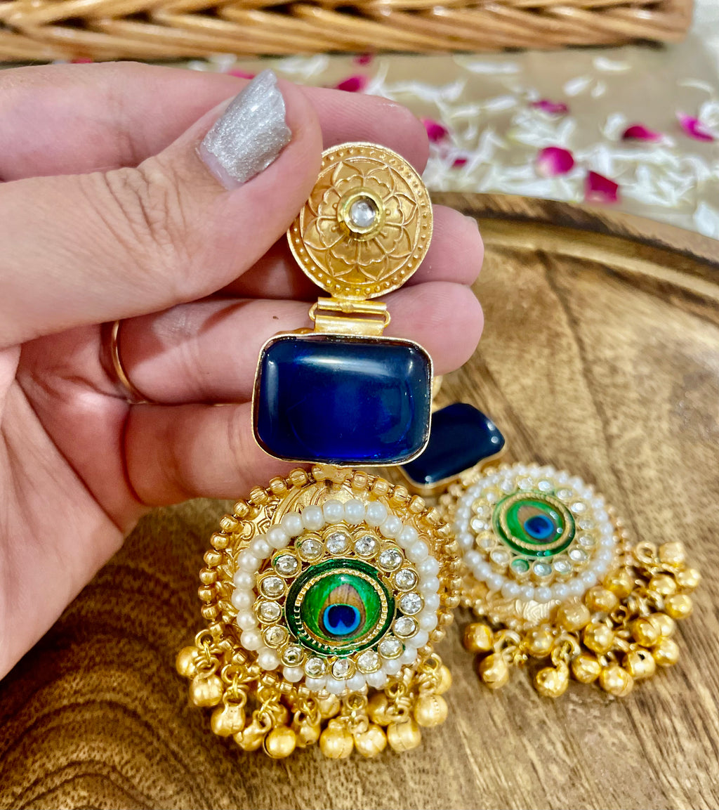 Morni brass jhumar earrings