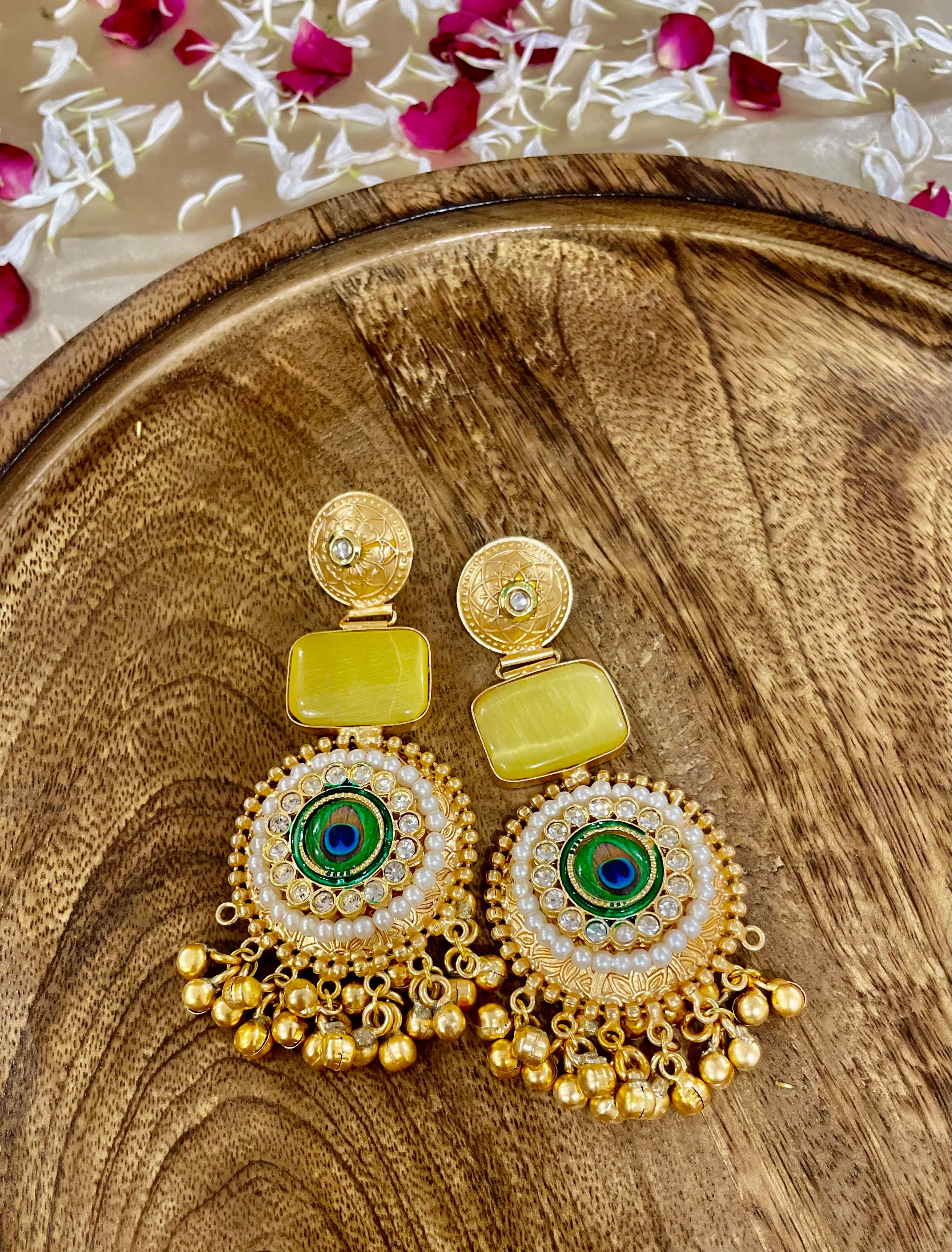 Morni brass jhumar earrings