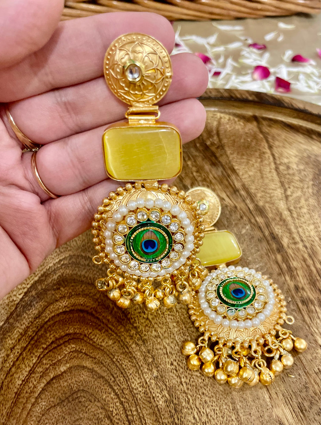 Morni brass jhumar earrings
