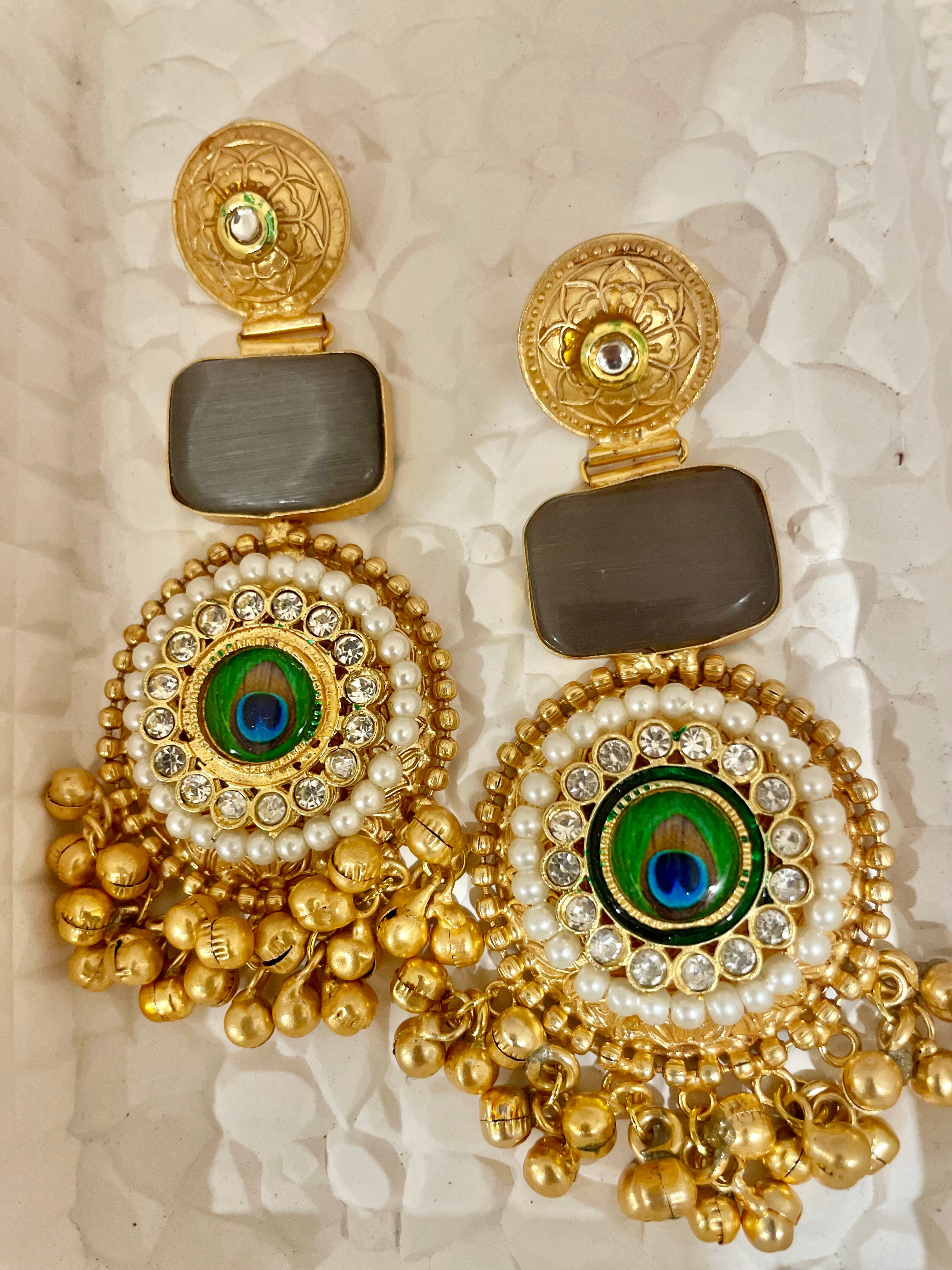 Morni brass jhumar earrings