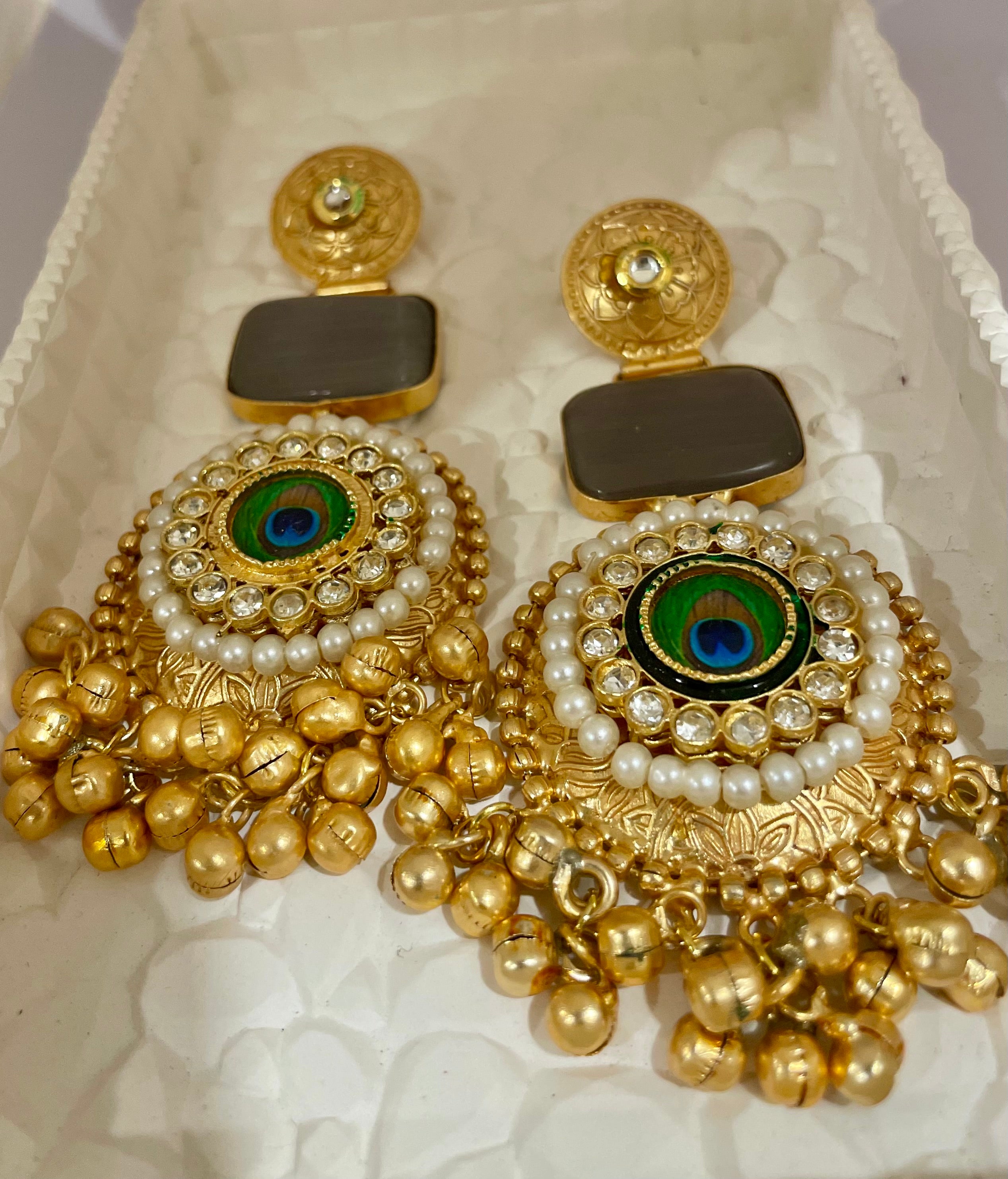 Morni brass jhumar earrings