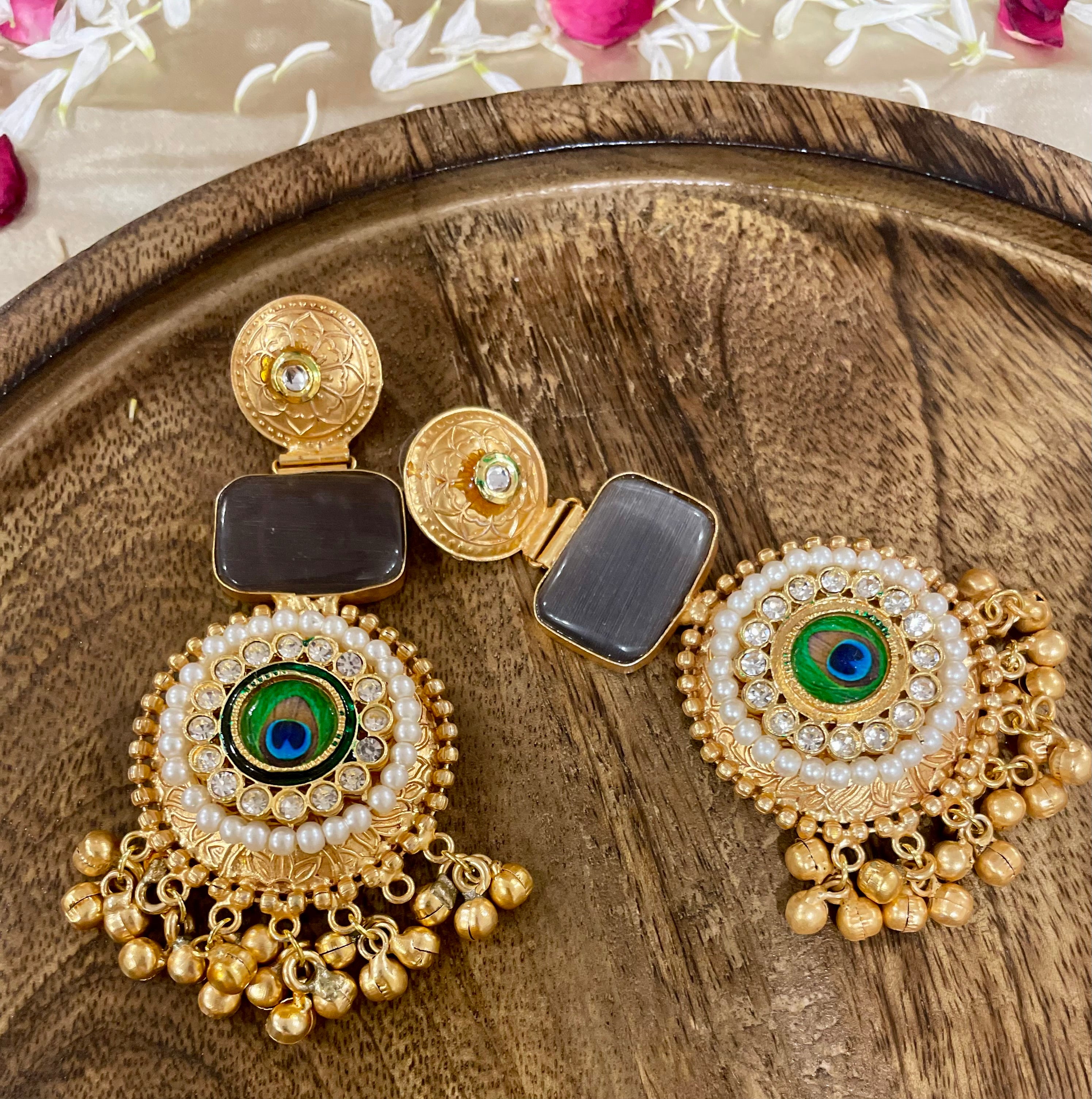 Morni brass jhumar earrings