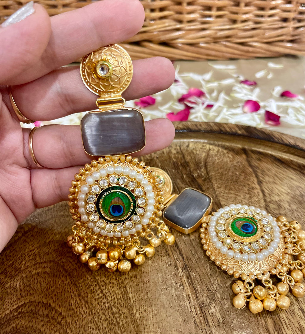 Morni brass jhumar earrings