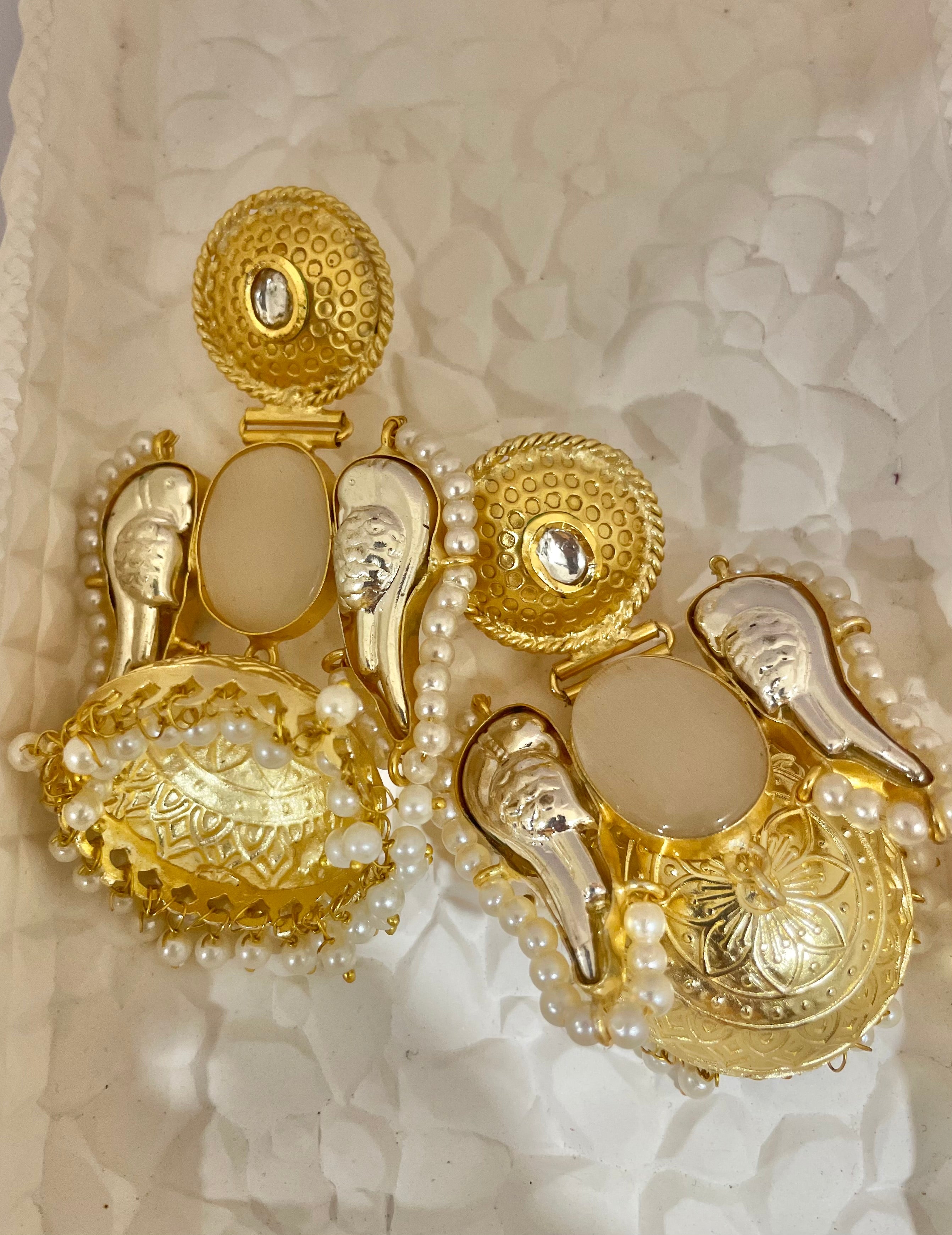 Angel wings brass jhumki earrings for women