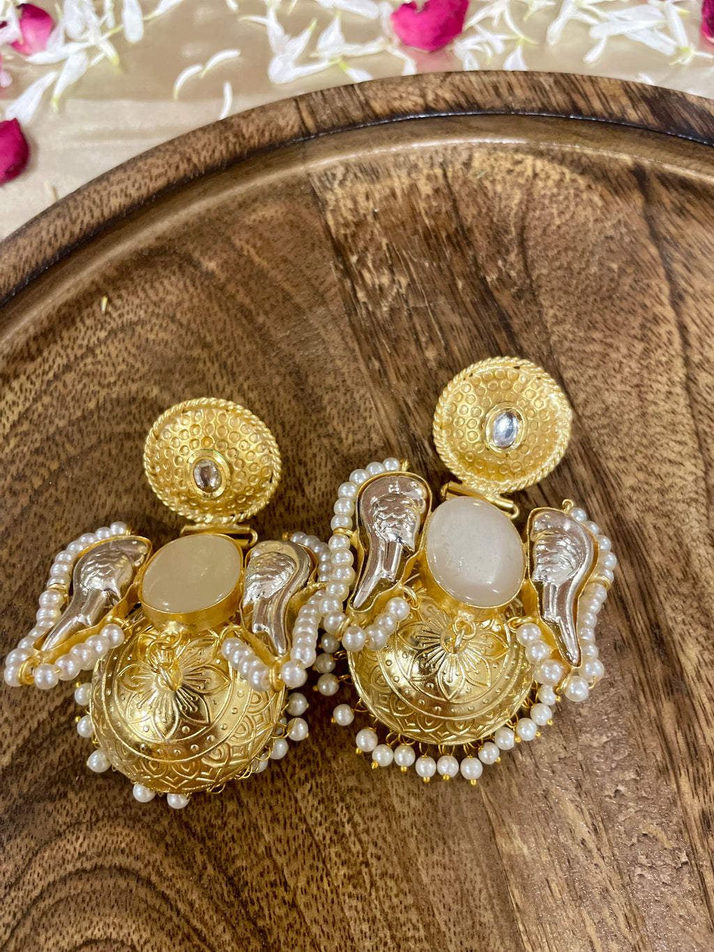 Angel wings brass jhumki earrings for women