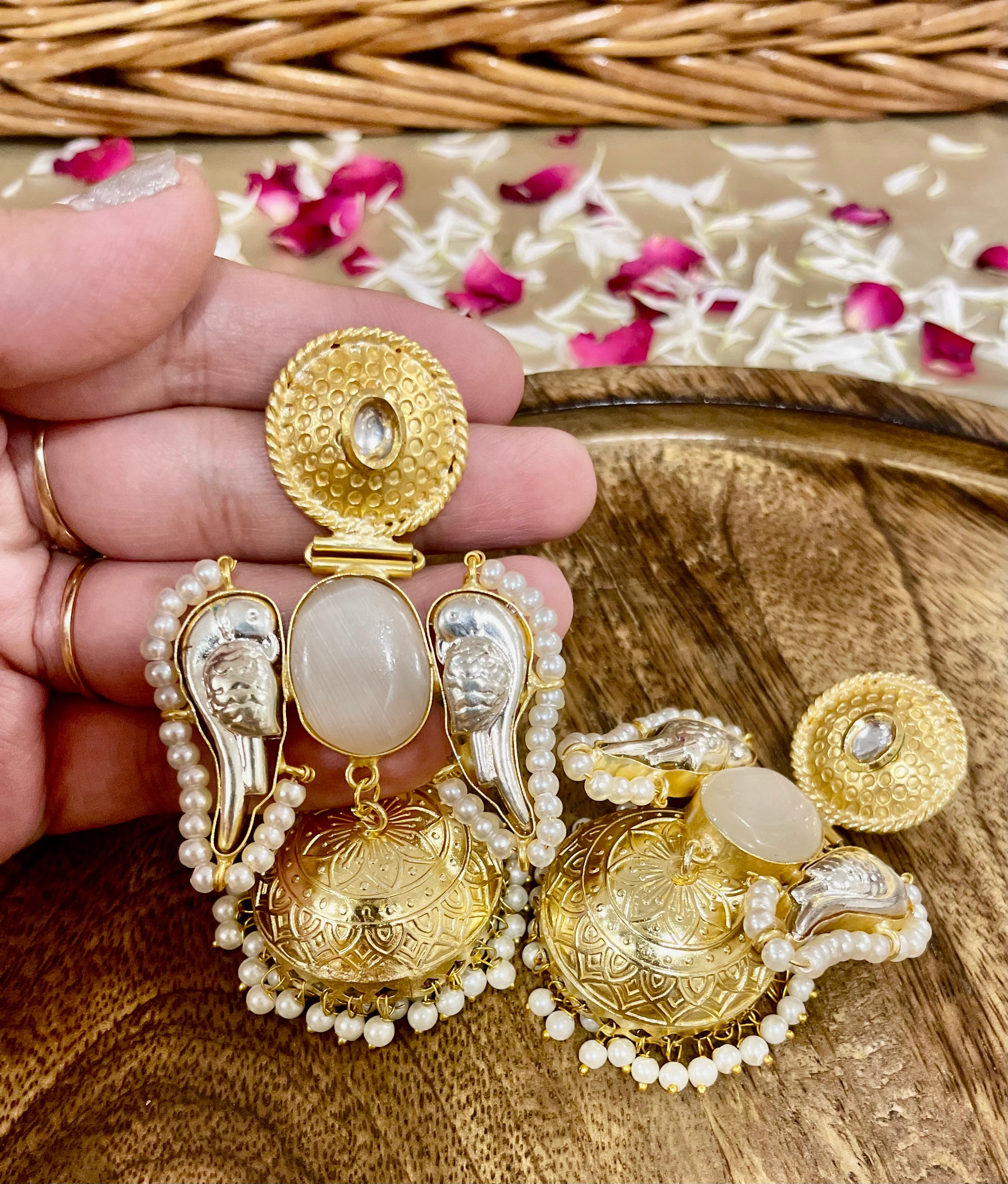 Angel wings brass jhumki earrings for women