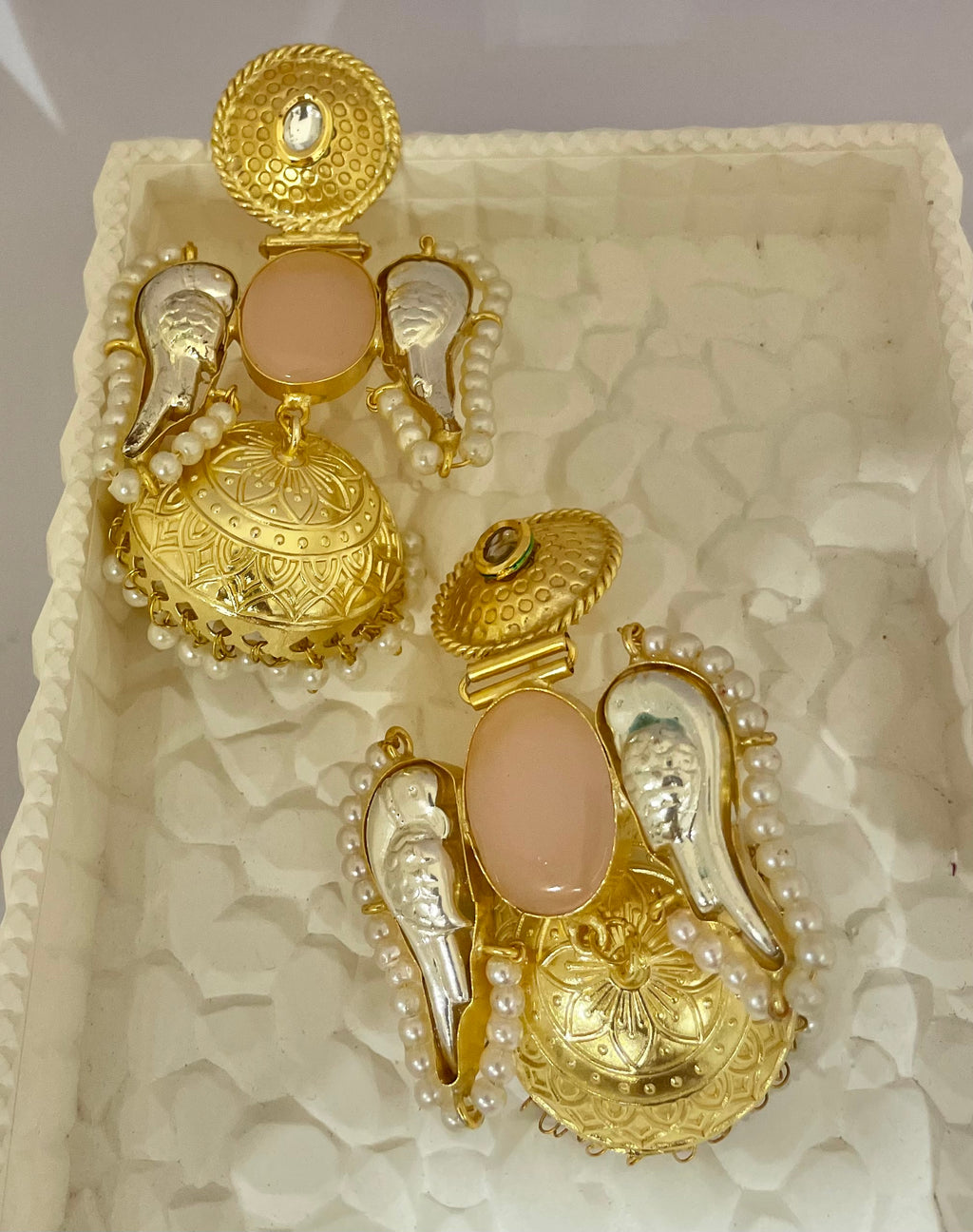 Angel wings brass jhumki earrings for women