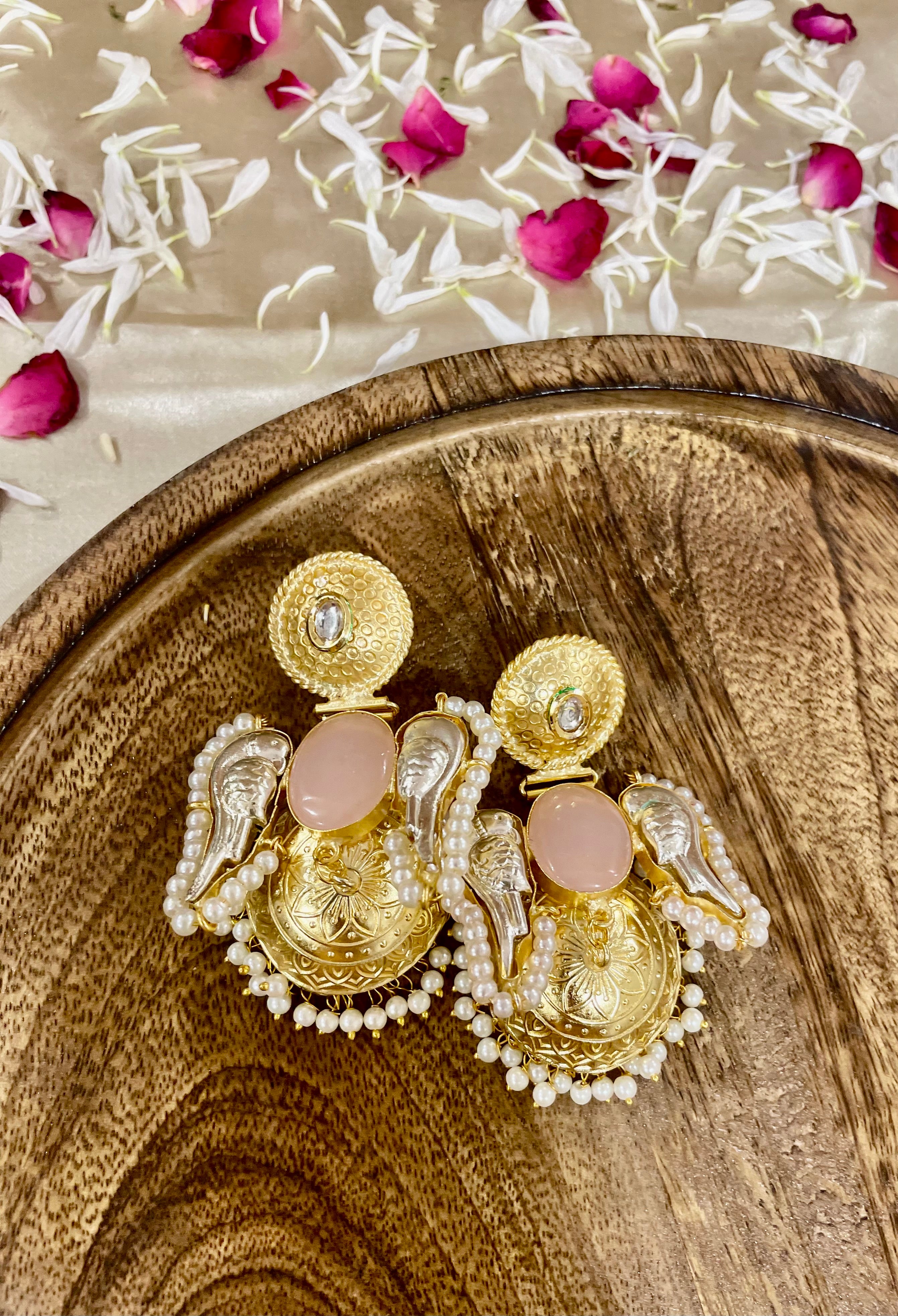 Angel wings brass jhumki earrings for women