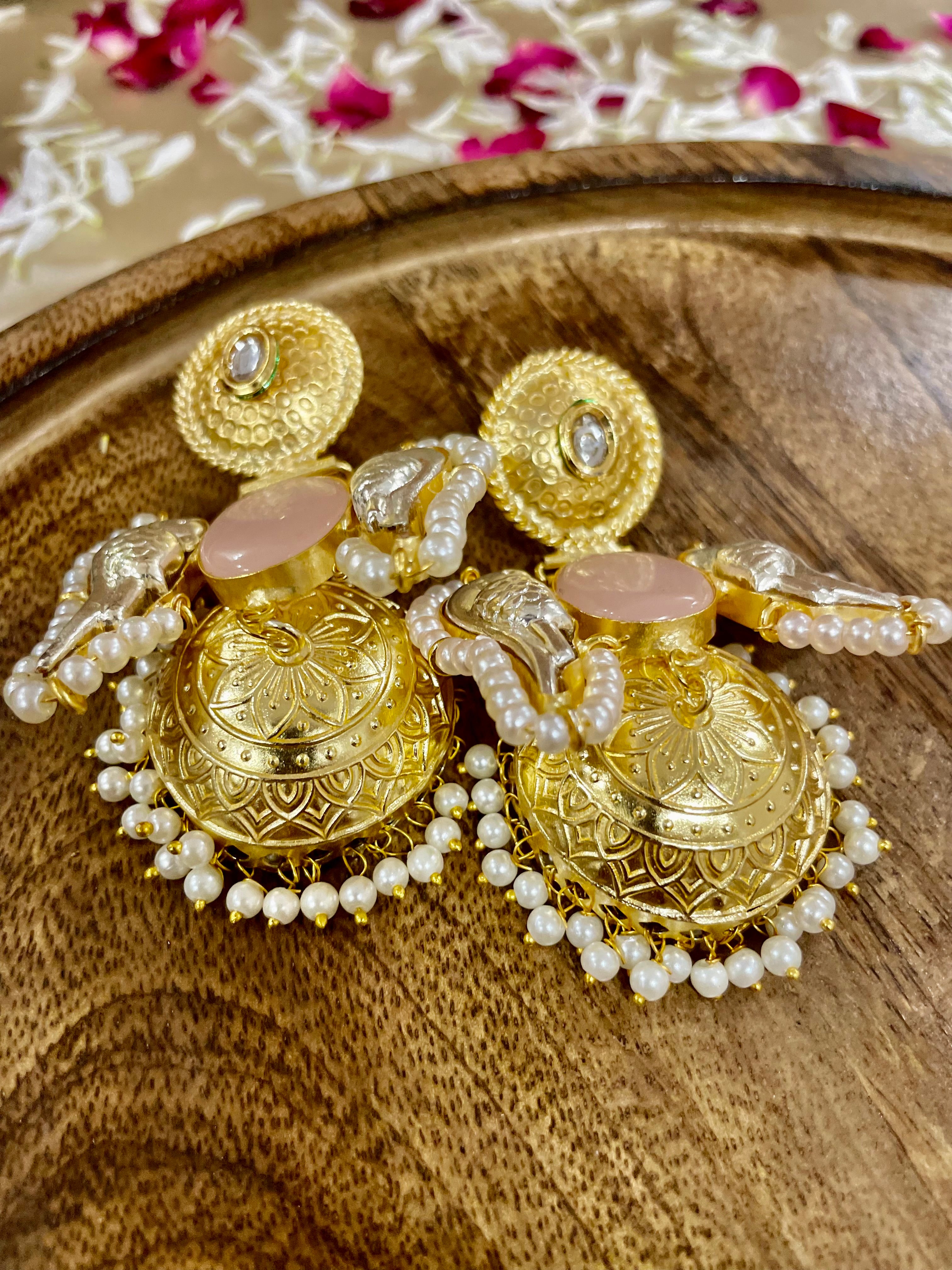 Angel wings brass jhumki earrings for women