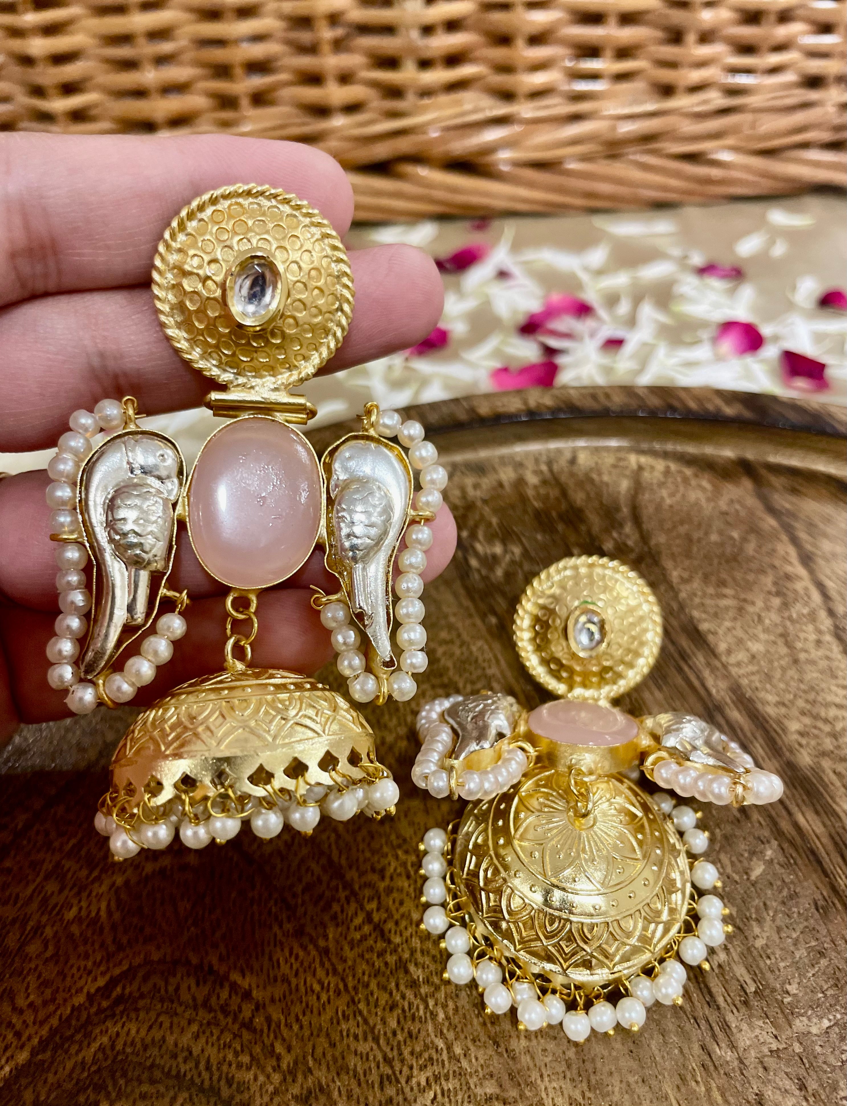 Angel wings brass jhumki earrings for women